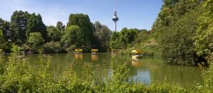 Fernmeldeturm Mannheim vom Luisenpark aus gesehen